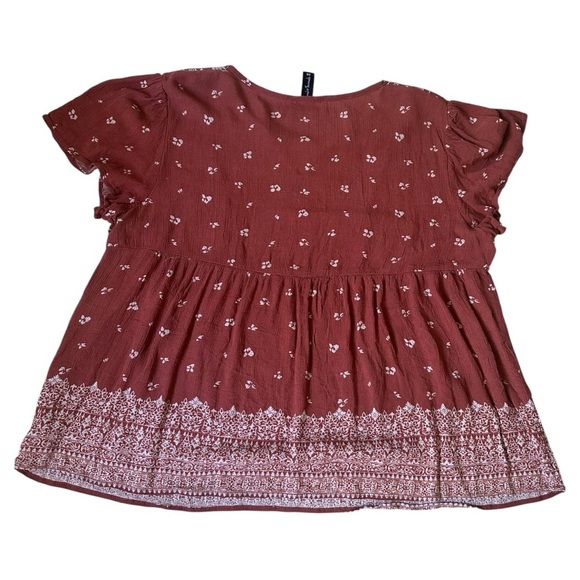 Sacred Threads Hippie Boho Gypsy Festival Block Print Peasant Smock Top One Size - Picture 2 of 5